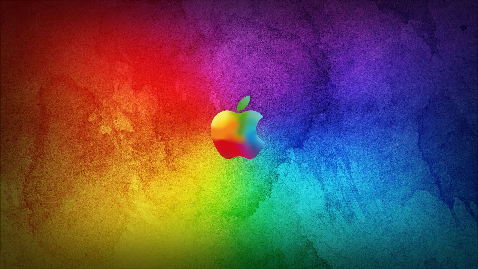 彩虹水彩背景上的彩色Apple標誌。