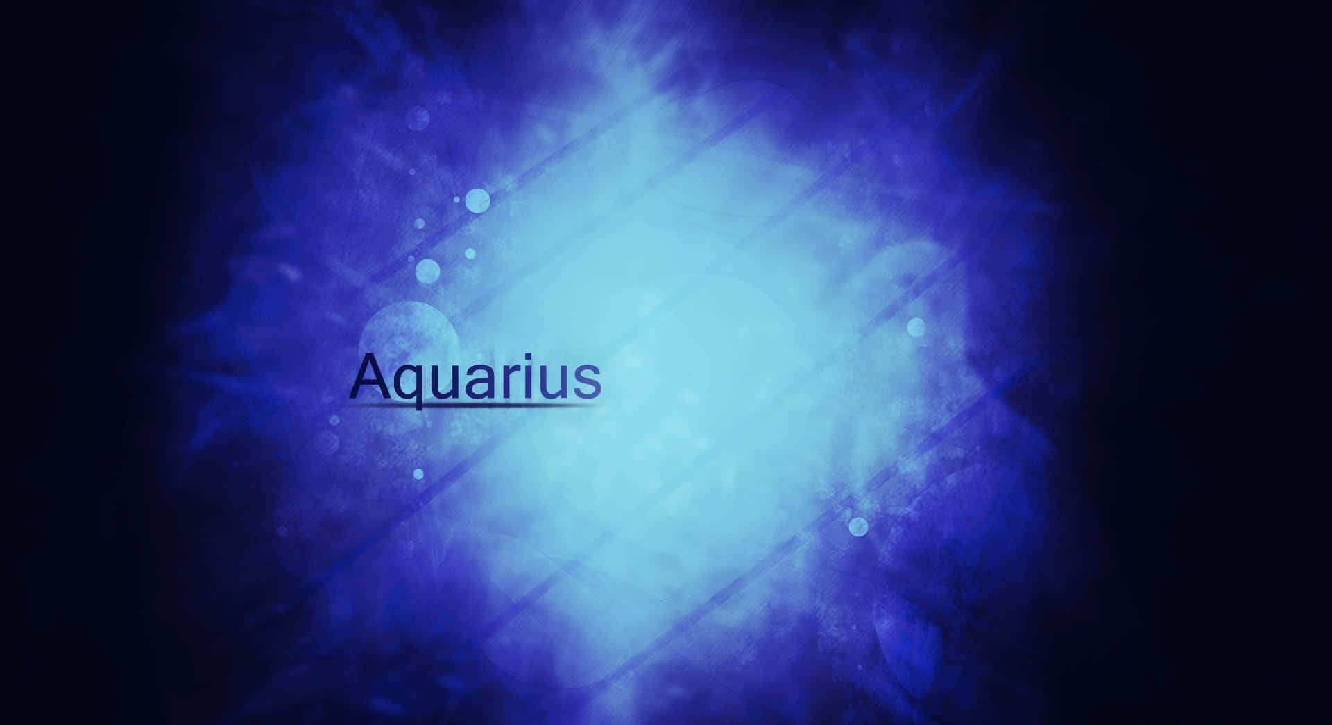 aquarius 桌布 壁紙 — 「Aquarius」呢個字喺宇宙星雲背景中發出鮮豔嘅藍光，伴隨住耀眼嘅光線同漂浮嘅粒子。
