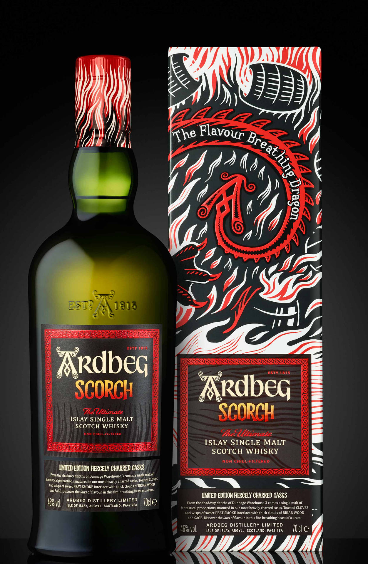 Ardbeg Scorch 威士忌酒瓶及龍紋禮盒