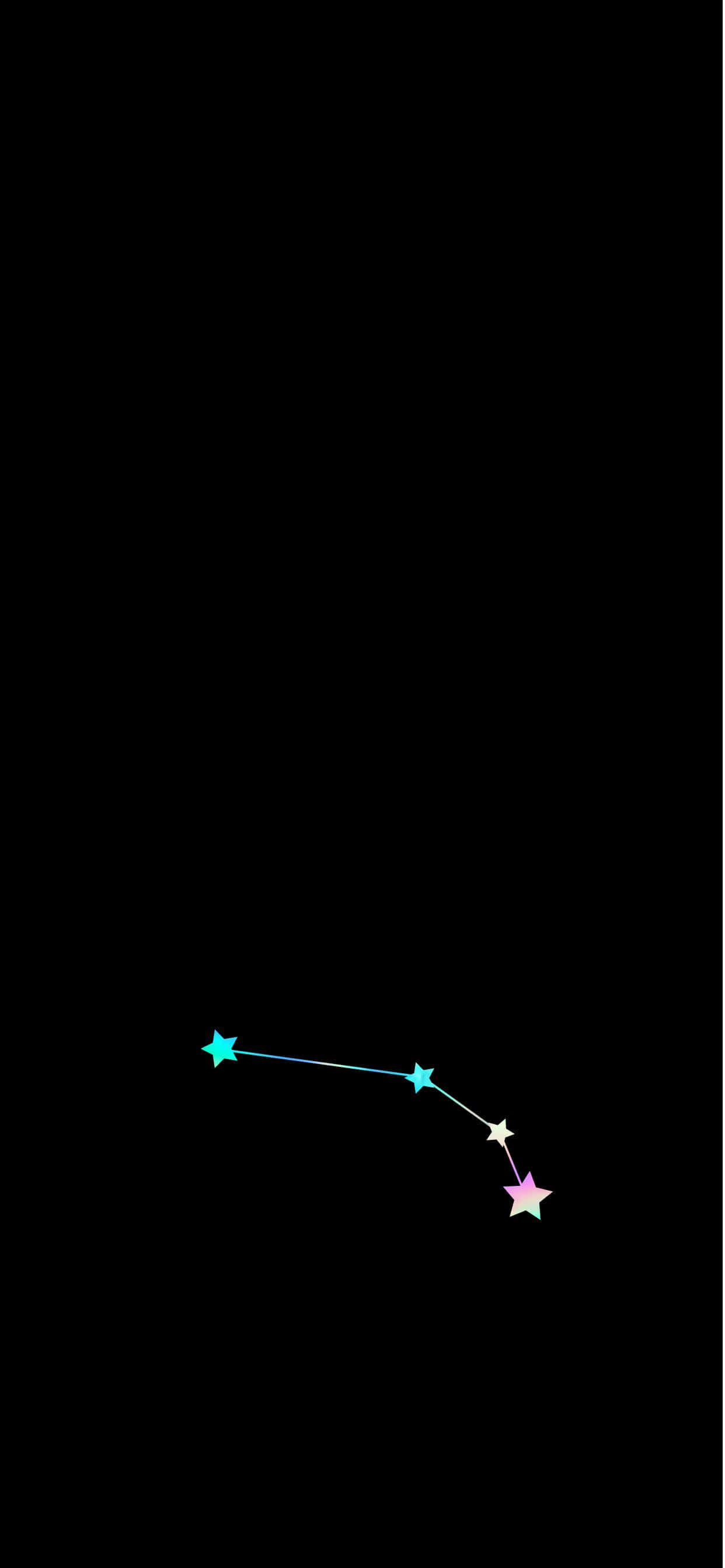 驚豔Aries星座iPhone壁紙 壁紙 — 純黑背景上，四顆發光星星由微弱線條連接而成的極簡星座。