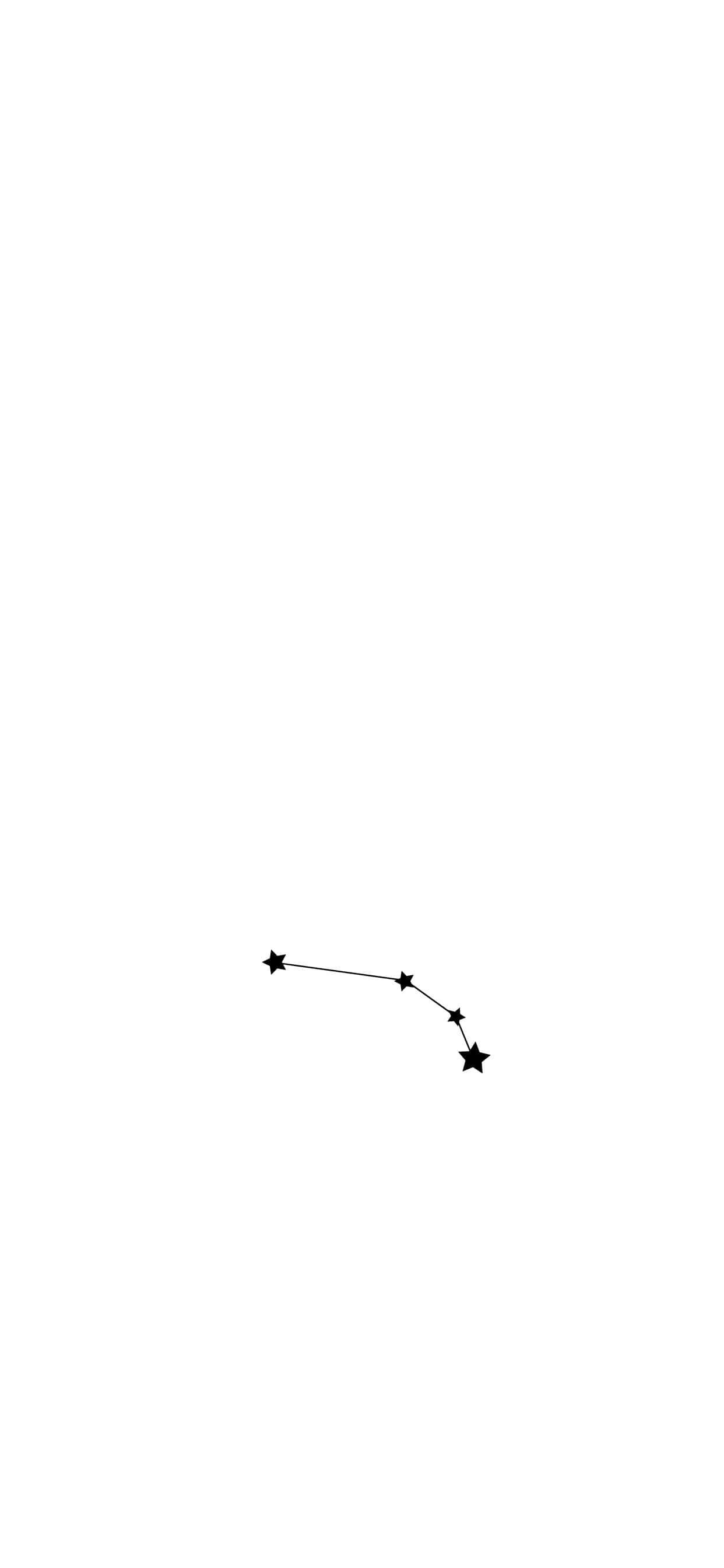 白底Aries星座iPhone壁紙 壁紙 — 簡約黑色線條繪畫，在純白背景上描繪一個四星星座。