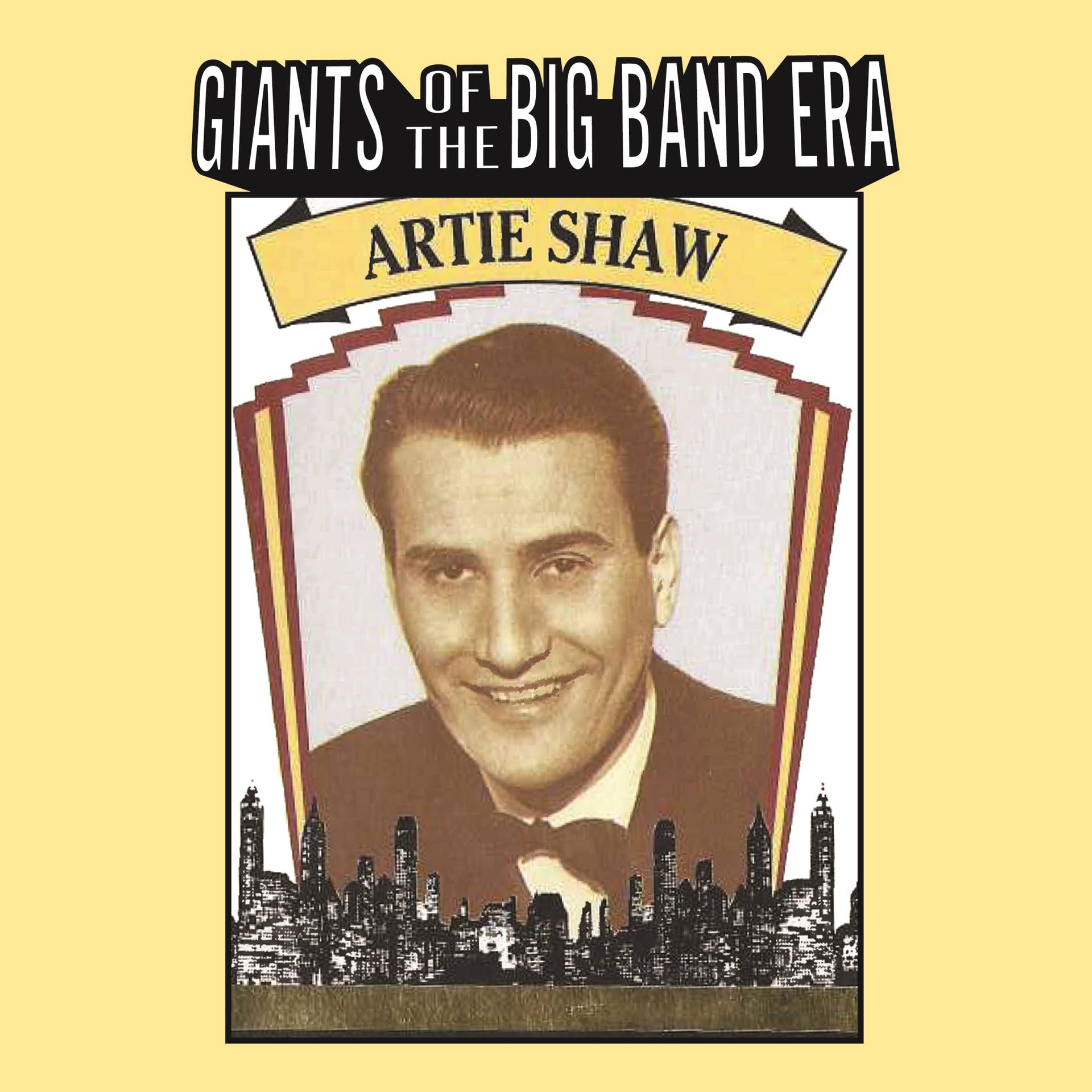 Artie Shaw 肖像搭配城市天際線及「Giants of the Big Band Era」文字。