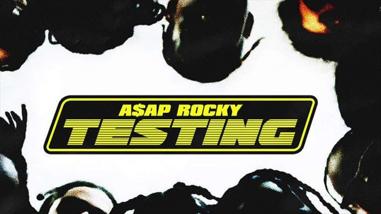 A$AP Rocky 的《Testing》專輯封面，帶有粗體黃色文字和深色輪廓。