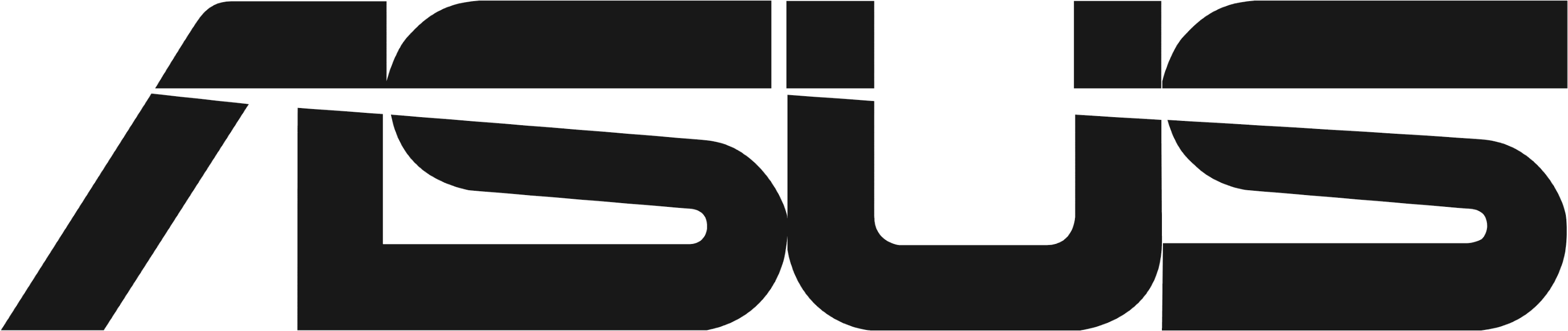 ASUS 公司標誌（黑色） 壁紙 — 一個時尚簡約的黑色ASUS標誌，具有銳利的幾何線條和深色背景上的微妙漸變陰影。
