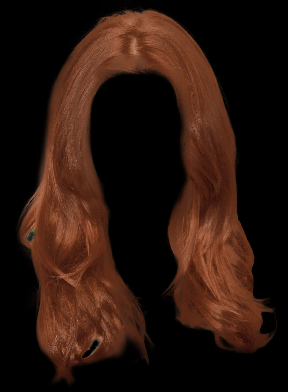 Auburn Hair Wig on Black Background