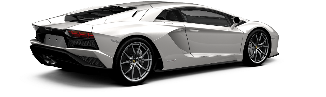 銀色蘭博基尼Aventador側面視圖 壁紙 — 一架時尚的白色林寶堅尼Aventador跑車，在純黑色背景上以白色聚光燈效果展示側面輪廓。