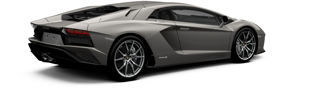 磨砂黑蘭博基尼Aventador側面視圖 壁紙 — 一輛時尚的銀色林寶堅尼Aventador跑車，在純白背景和戲劇性燈光下以側面輪廓展示。