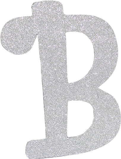 閃亮銀色字母B 壁紙 — 一個大膽的銀色閃粉字母B在純黑色背景上閃爍著質感，格外突出。