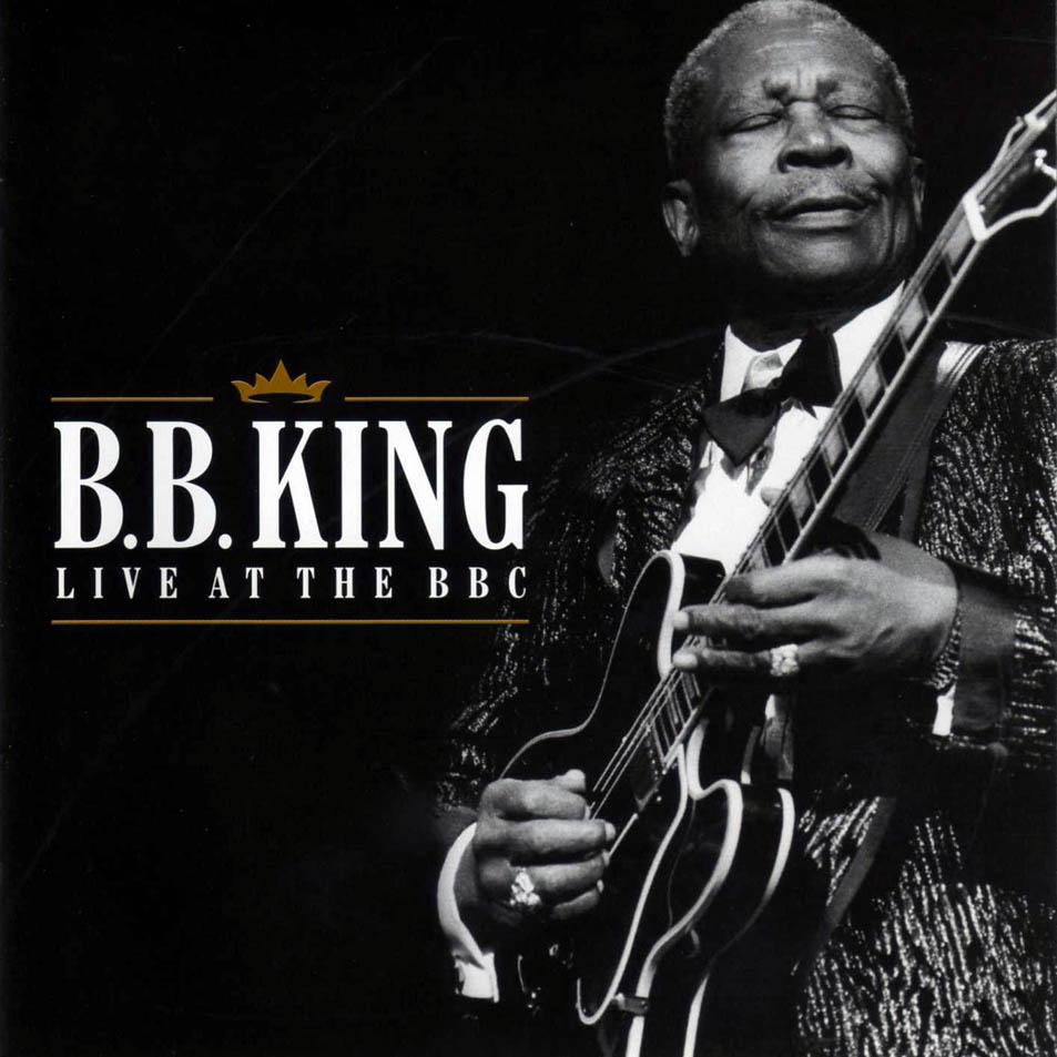 B.B. King 2008現場專輯封面 壁紙 — B.B. King 熱情地彈奏結他，身穿閃亮西裝，背景深色，並有粗體文字疊加。