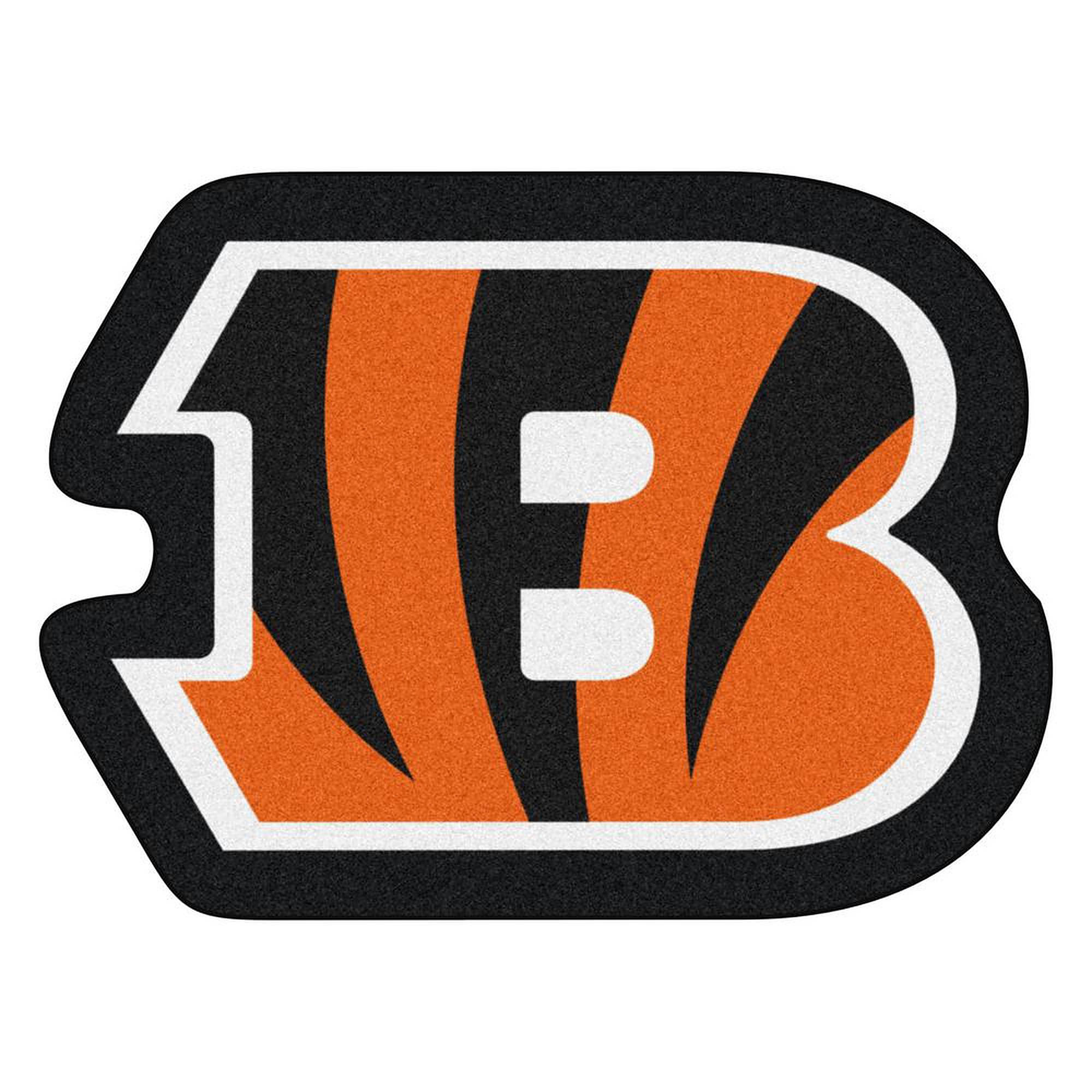 辛辛那提猛虎隊 B 標誌 壁紙 — 大膽的黑橙白 Bengals 標誌地毯，帶有虎紋圖案，鋪在質感地毯上。
