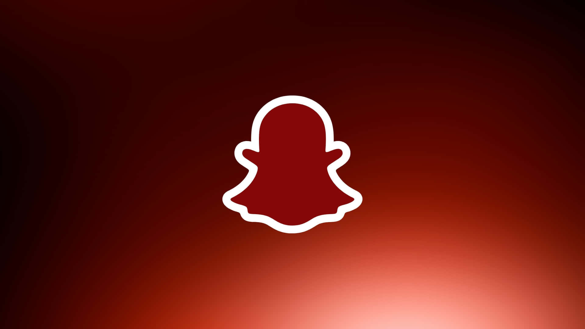  壁紙 — 白色輪廓的Snapchat鬼魂標誌，居中在紅色漸變背景上。