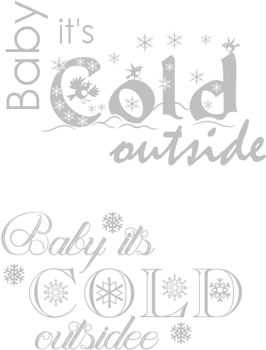 Baby It's Cold Outside 文字設計 壁紙 — 黑色背景上帶有雪花和波浪圖案的白色風格文字「Baby it's Cold outside」。
