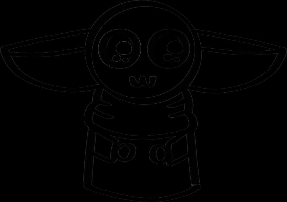 Baby Yoda 簡筆畫線稿 — 寶寶尤達 壁紙