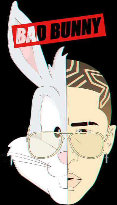 Bad Bunny 半卡通半真實插畫 壁紙