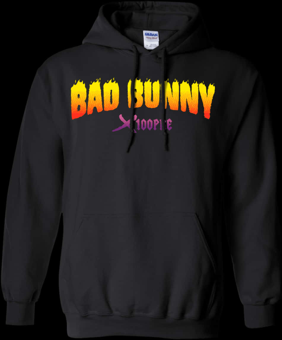 Bad Bunny火焰設計連帽衫 壁紙