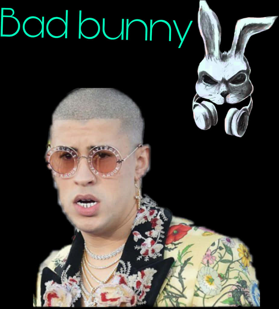 Bad Bunny 美術肖像 壁紙