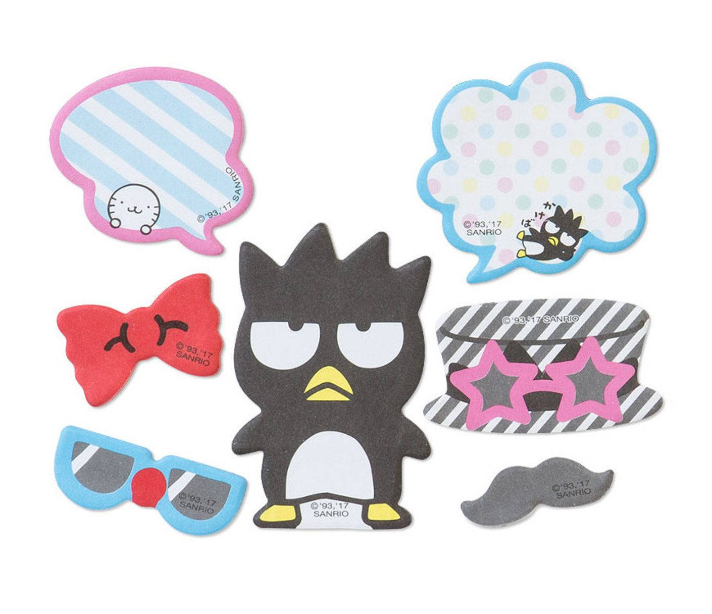 Sanrio 企鵝角色，配有蝴蝶結、太陽眼鏡和對話氣泡等配件。