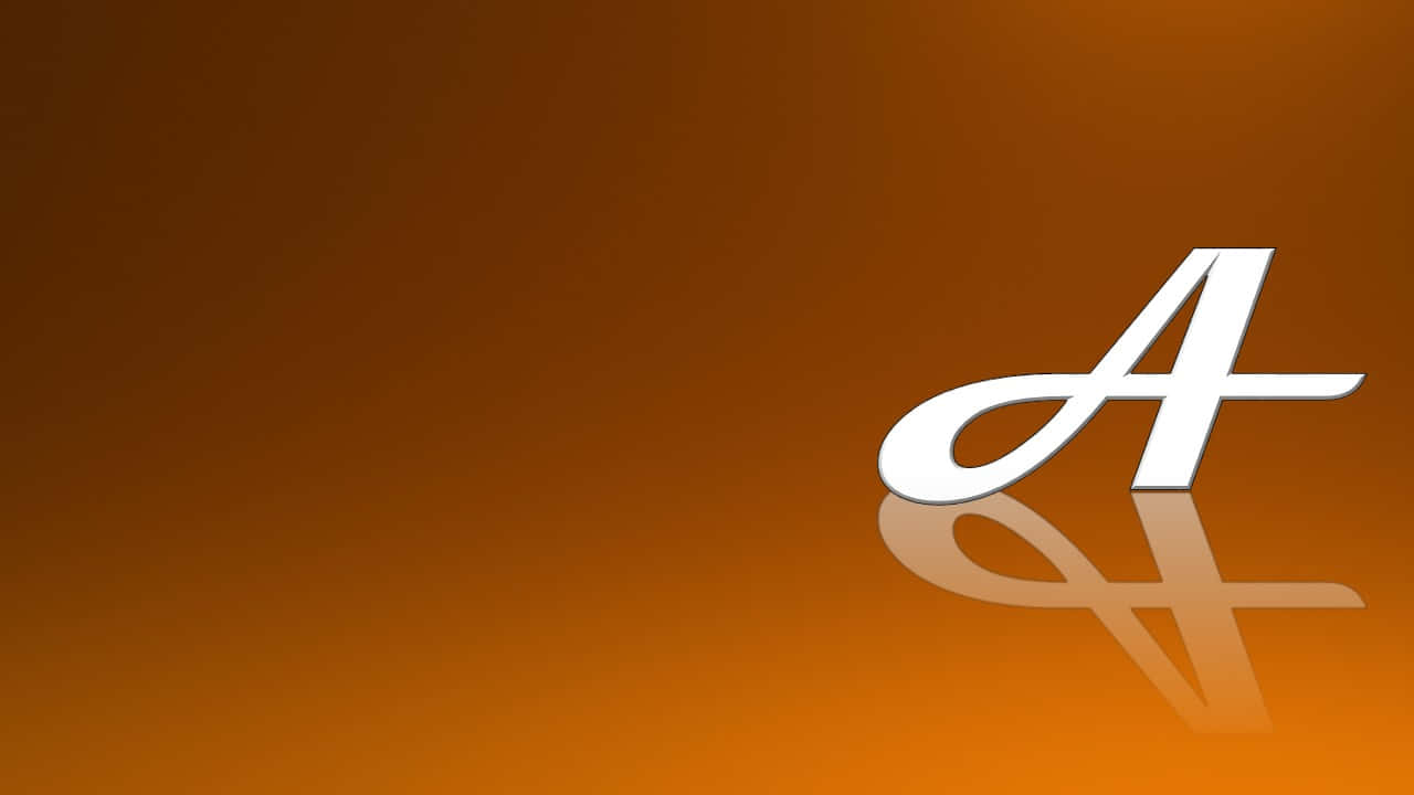 basic orange letter a 壁紙 — 一個時尚的白色風格化字母A，帶有微妙的反射，位於平滑的漸變橙色背景上。