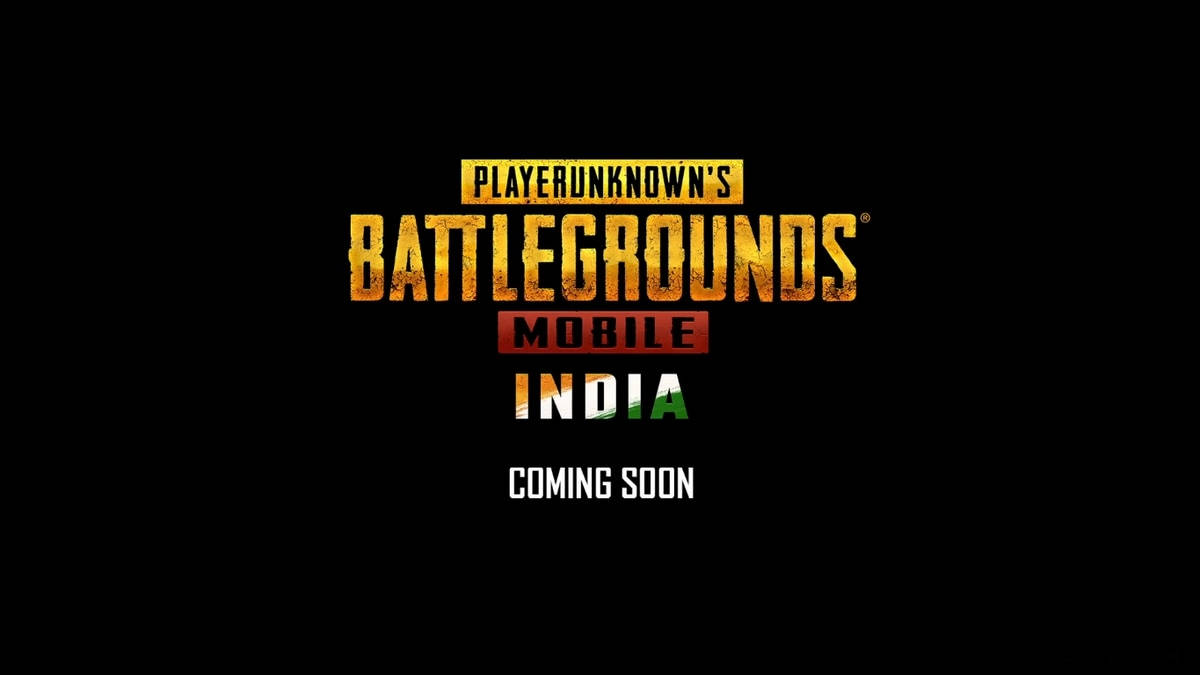 PlayerUnknown's Battlegrounds Mobile India標誌，帶有「Coming Soon」文字，背景為黑色。