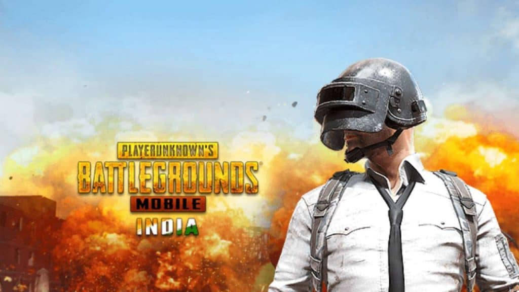 PUBG Mobile India 遊戲標誌，士兵戴著頭盔置身爆炸中。