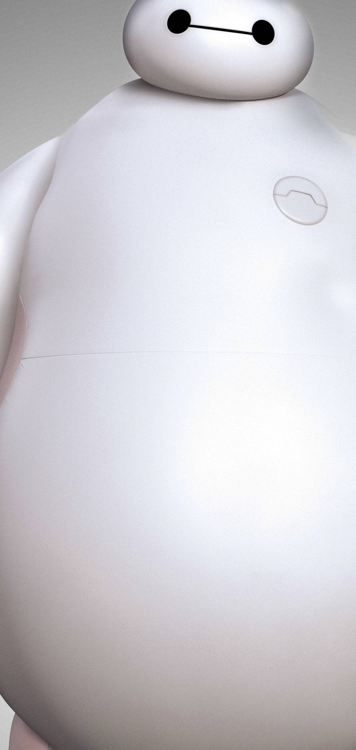 白色 桌布 壁紙 — Baymax 光滑白色軀幹和圓形頭部的特寫，帶有簡單的黑色眼睛和一個小圓形標誌。