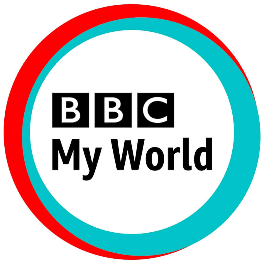 BBC My World 圖標 壁紙 — BBC My World 標誌，粗體黑色文字居中於白色背景上的紅色和藍綠色同心圓環內。