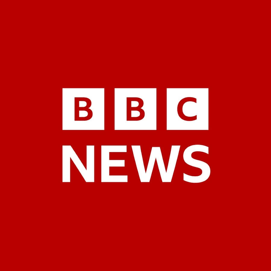 BBC News 紅色標誌圖 壁紙 — 大膽的白色BBC News標誌居中在純紅色背景上，搭配簡潔極簡的字體。