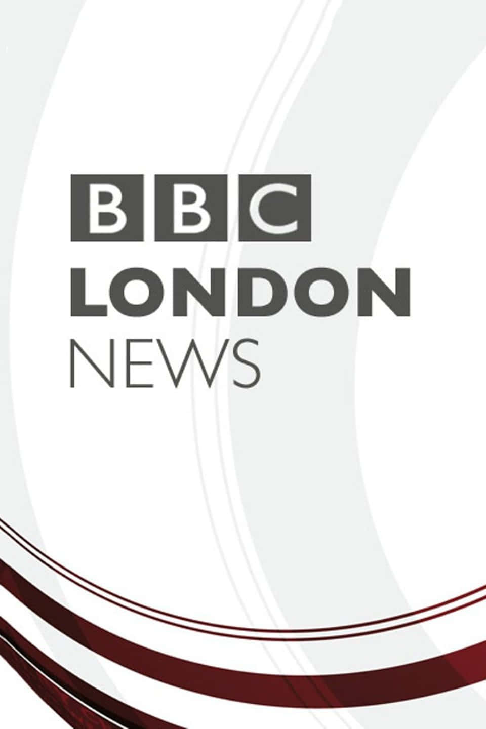 BBC London News 標誌，帶有酒紅色和灰色抽象曲線，背景為白色。