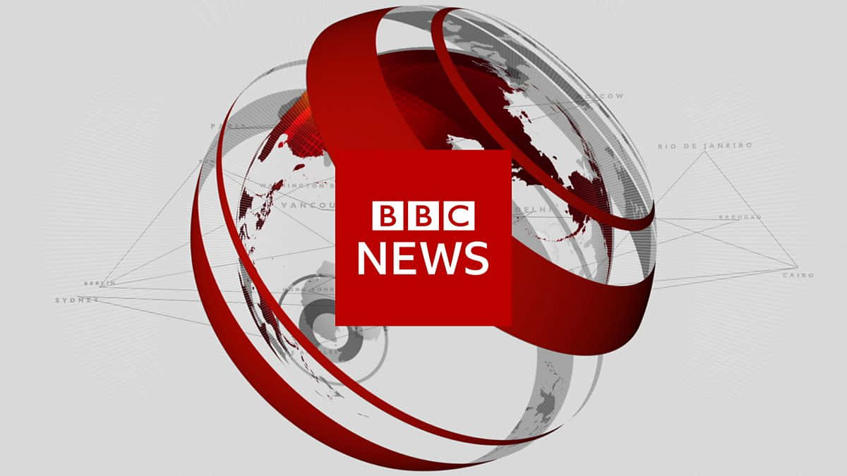 BBC新聞標誌與地球儀及連接線，展示全球覆蓋範圍。