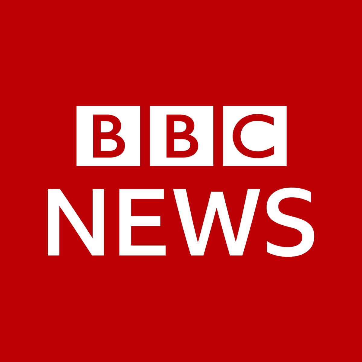 紅色背景上的白色文字BBC News標誌