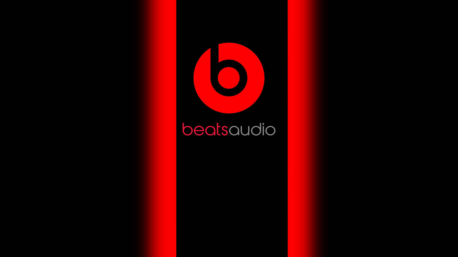 黑色背景上帶有紅色條紋的 Beats Audio 標誌