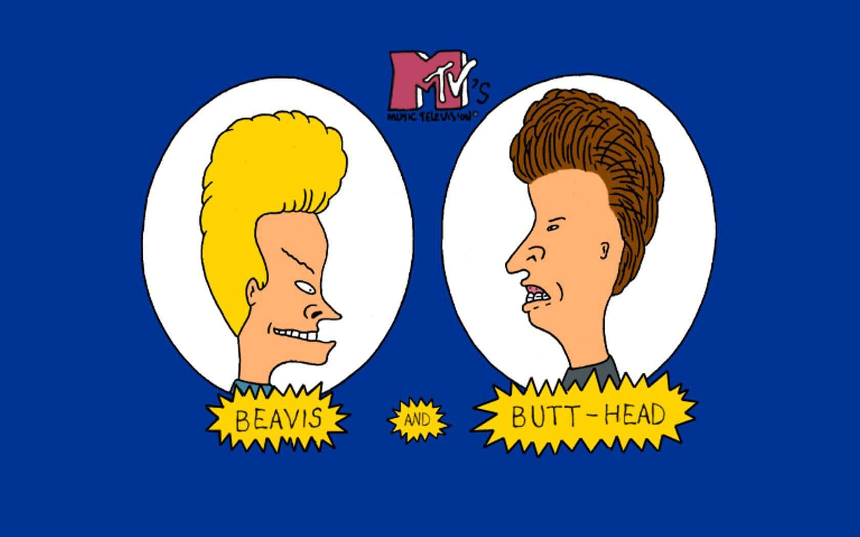 Beavis 和 Butt-Head 卡通人物側面，帶有 MTV 標誌。
