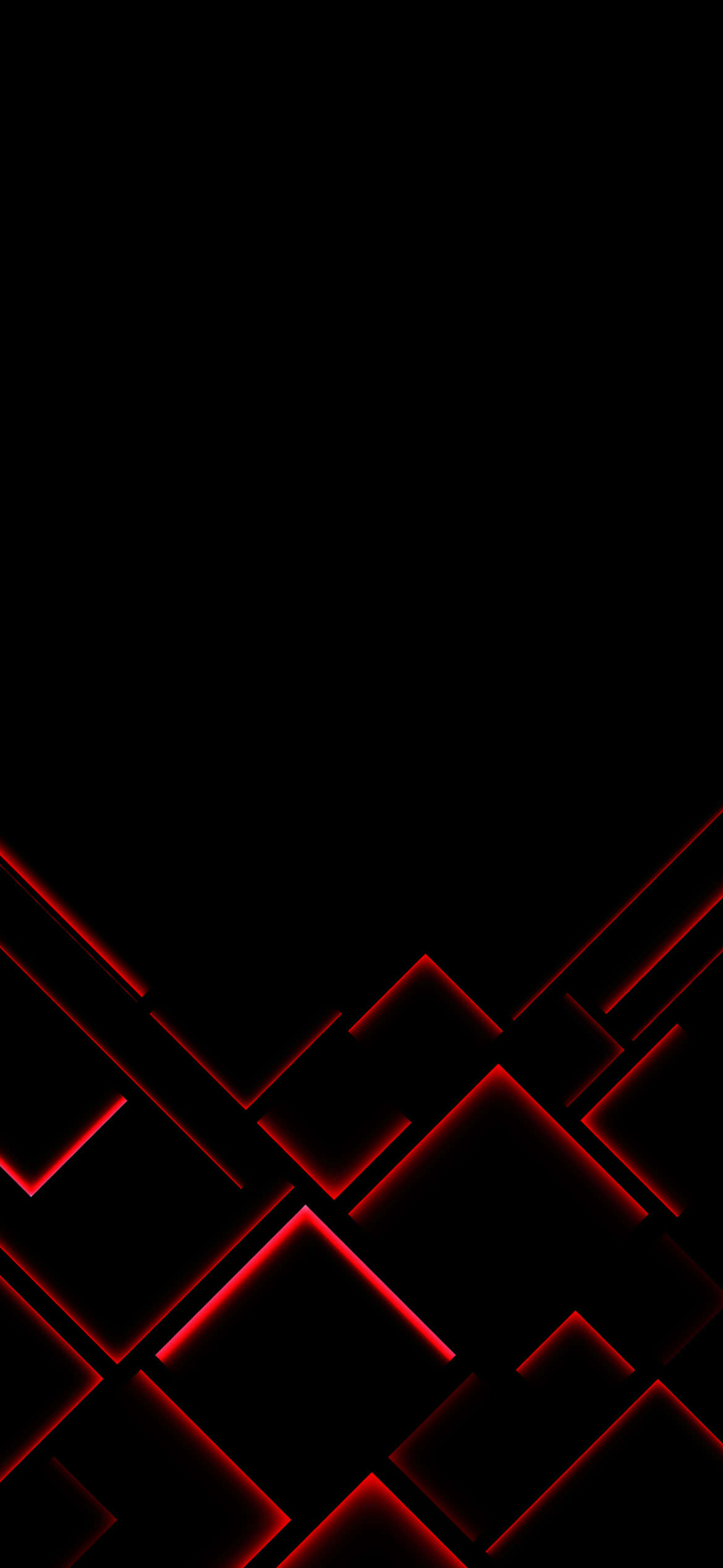 體驗 Best OLED 的卓越畫質 壁紙 — 充滿活力的紅色霓虹幾何線條在深黑色背景上形成發光的抽象圖案。