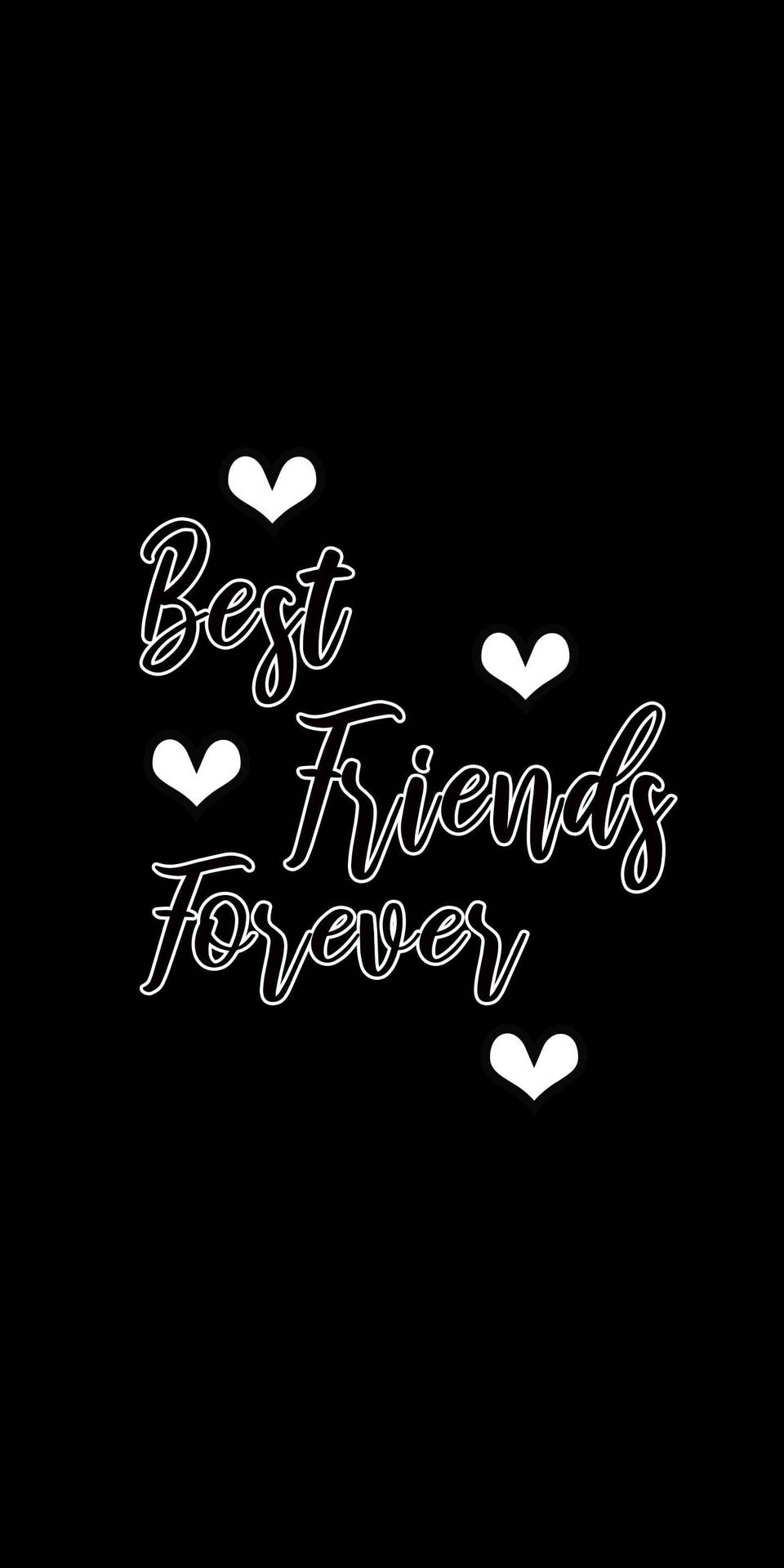 黑色背景上的 Best Friends Forever 文字與心形圖案