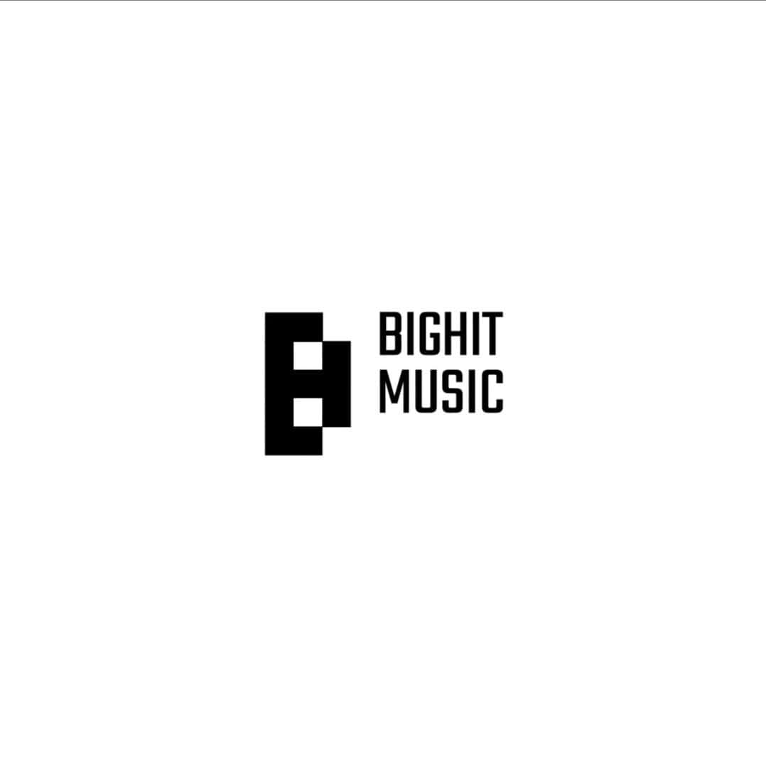 Big Hit Entertainment 桌布 壁紙 — Big Hit Music 的簡約黑白標誌，採用風格化的「B」圖示和文字，背景為純白色。