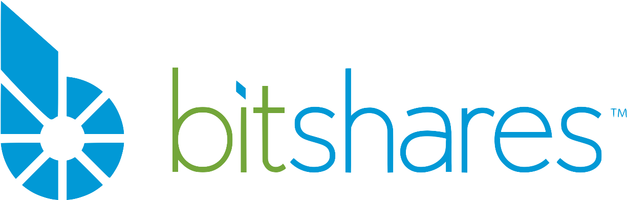 Bit Shares 加密貨幣標誌 壁紙 — Bitshares 標誌，藍色幾何圖標和漸變文字，黑色背景。