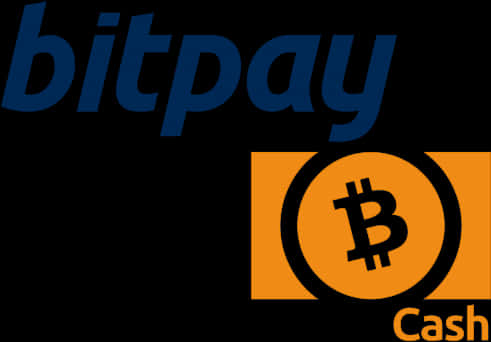 BitPay 比特幣現金標誌 壁紙 — Bitpay 標誌，帶有 Bitcoin Cash 符號，黑色背景，藍色和橙色。