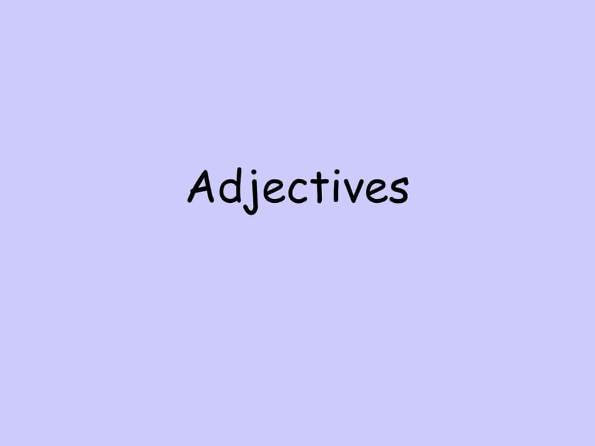  壁紙 — 黑色手寫字體嘅「Adjectives」一詞，居中喺純色薰衣草背景上。