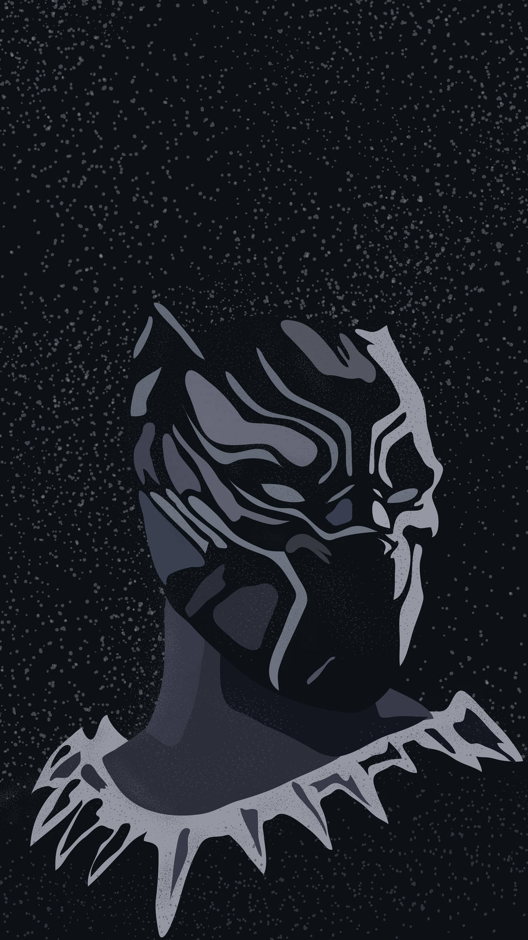 黑豹面具在單色數位藝術中的繁星夜空背景下。