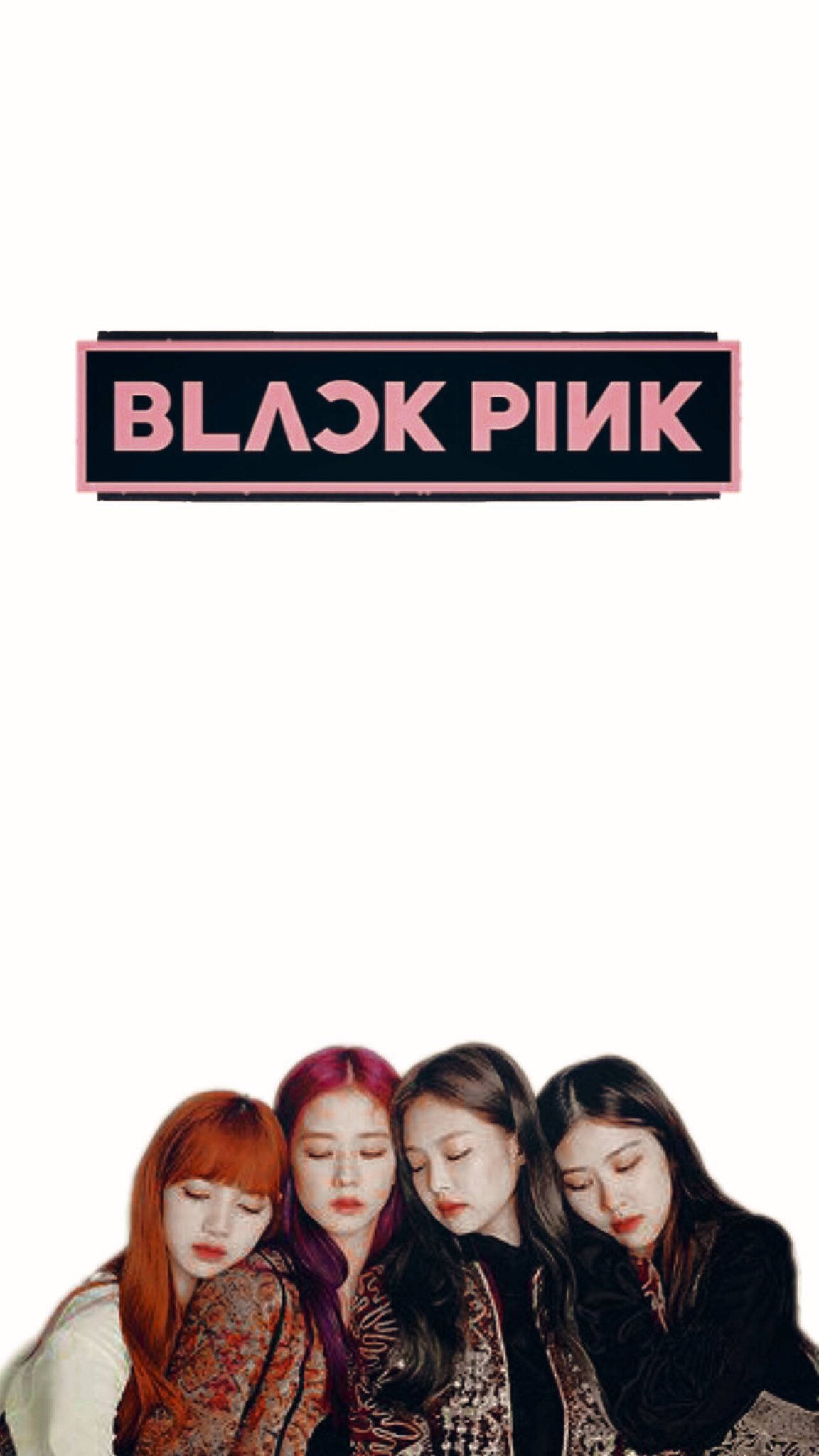 Blackpink Cute 桌布 壁紙 — BLACK PINK 四位成員頭靠頭，在柔和燈光和圖案服飾下拍攝緊密團體肖像。