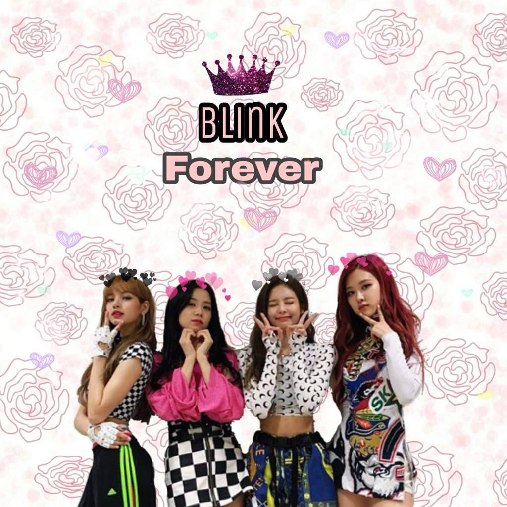 BLACKPINK成員搭配「Blink Forever」文字與紫色皇冠壁紙