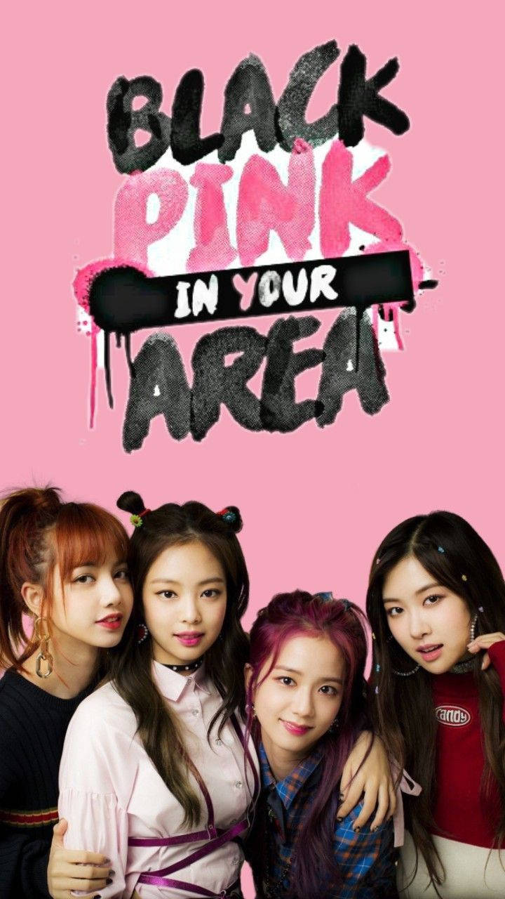BLACKPINK成員搭配塗鴉風格「Blackpink In Your Area」文字的壁紙