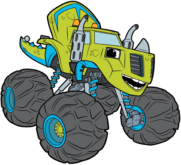 Blaze Monster Machine動畫角色 壁紙 — 一輛充滿活力的青檸綠色卡通怪獸卡車，帶有藍色點綴和巨大的黑色輪胎，微笑著大眼睛。