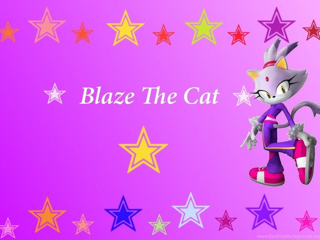 Blaze The Cat 簡約藝術 壁紙 — Blaze the Cat 自信地站在一個裝飾著彩色星星的鮮豔紫色背景前。