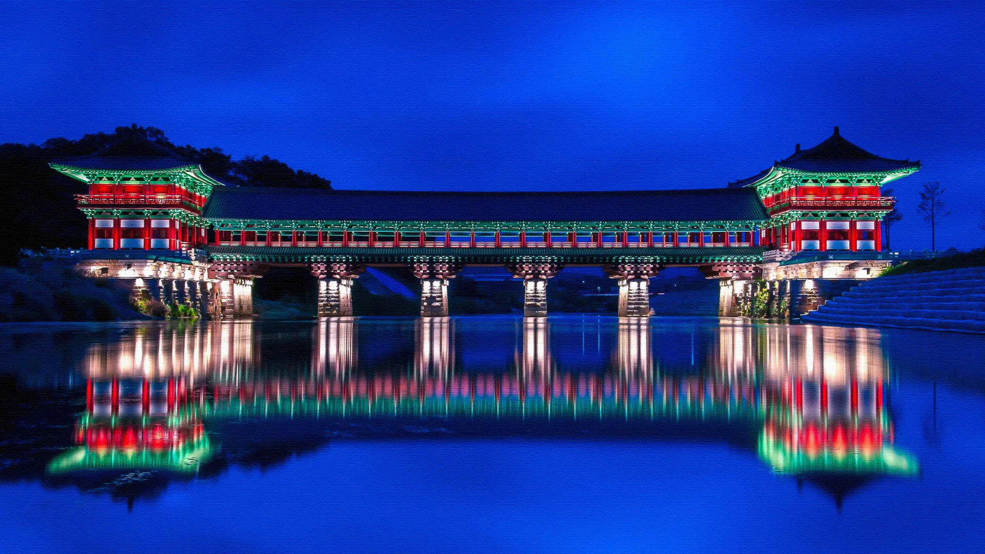 藍色4K韓國古橋