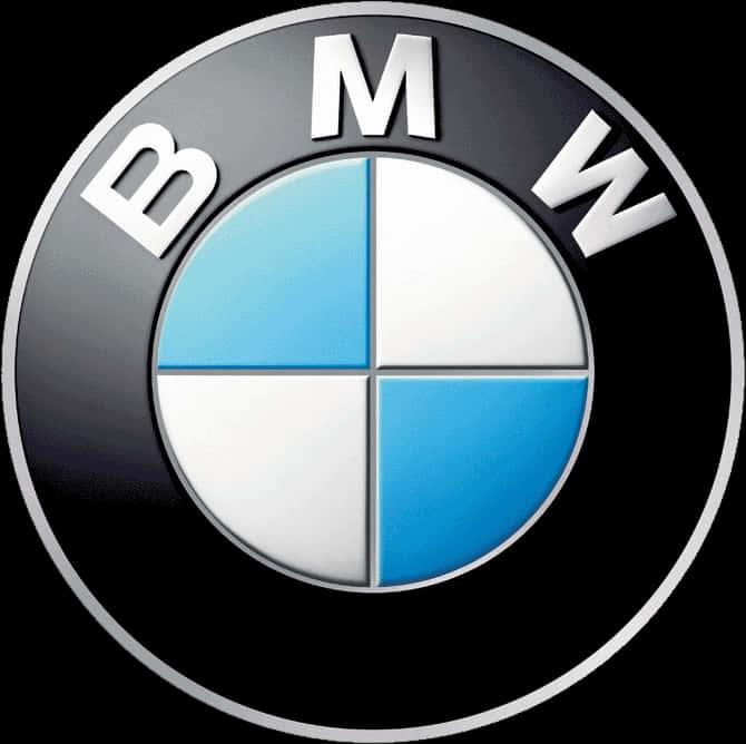 BMW經典標誌 壁紙 — 標誌性的BMW標誌，黑色背景上帶有藍色和白色象限，並配有銀色飾邊。