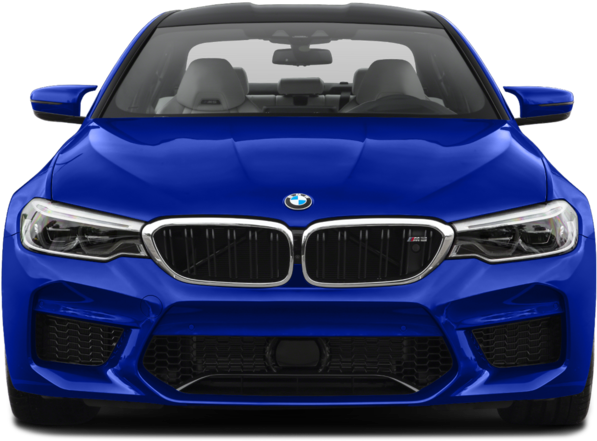 藍色BMW正面視圖 壁紙 — 鮮藍色BMW M5的前視圖，配備時尚頭燈和標誌性腎形格柵。