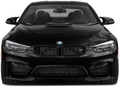 黑色BMW M系列正面視圖 壁紙 — 黑色寶馬M4的正面視圖，具有侵略性格柵和鋒利頭燈。