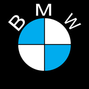 BMW 黑藍白標誌 壁紙 — 經典BMW標誌，黑色背景上帶有藍色和白色象限。
