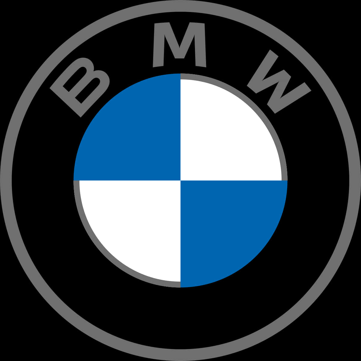 黑白BMW標誌 壁紙 — 經典BMW標誌，藍白四象限置於黑色背景上。